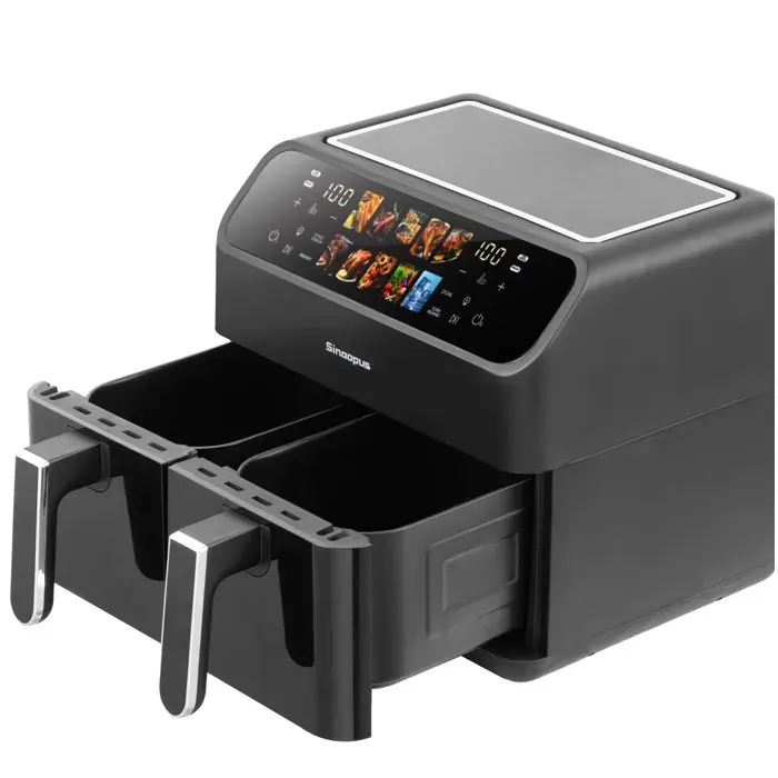 Friteuse sans huile 9L - Airfryer double panier 2000W - LED tactile - Noir