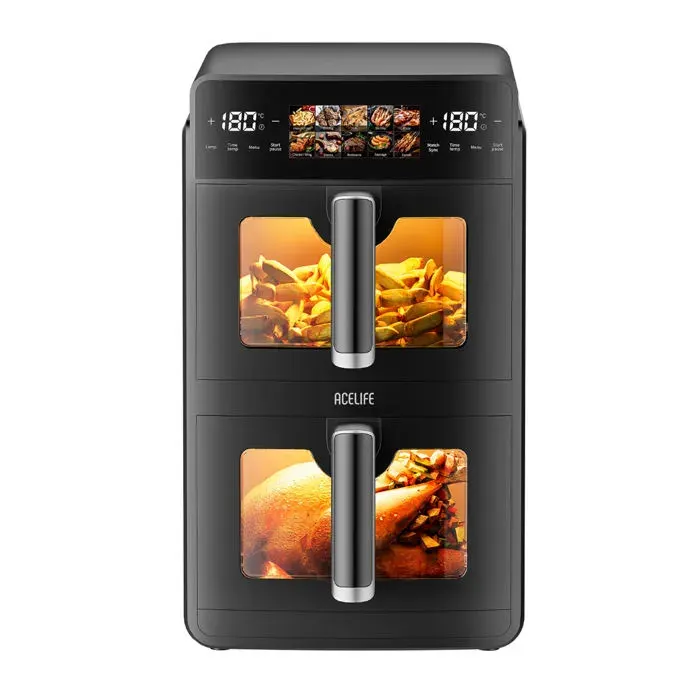 Friteuse sans huile - ACELIFE- Double Stack XL - Capacité 10L - 2600W - 10 programmes de cuisson - Noir 1002A