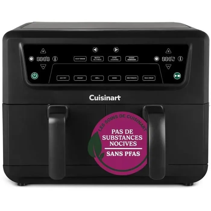 Friteuse sans huile CUISINART - Airfryer AFD10OBLE - Capacité 104L - Double cuves - Noir - 2400W
