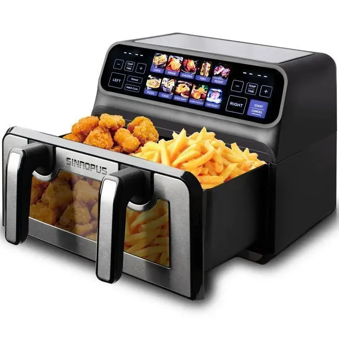 Friteuse sans huile - Double cuve 9L - 2200W - 10 programmes automatiques