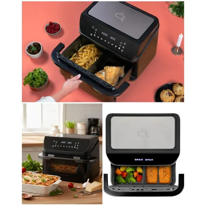 Friteuse sans huile double - LIVOO - Double 10L - 2400 W - Écran tactile - 200°C — coloris Noir