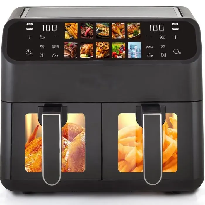 Friteuse sans huile EDENDIRECT –Air Fryer 9L –Écran couleur – 10 programmes de cuisson – 1800W –Arrêt intelligent-Écran tactile Farb