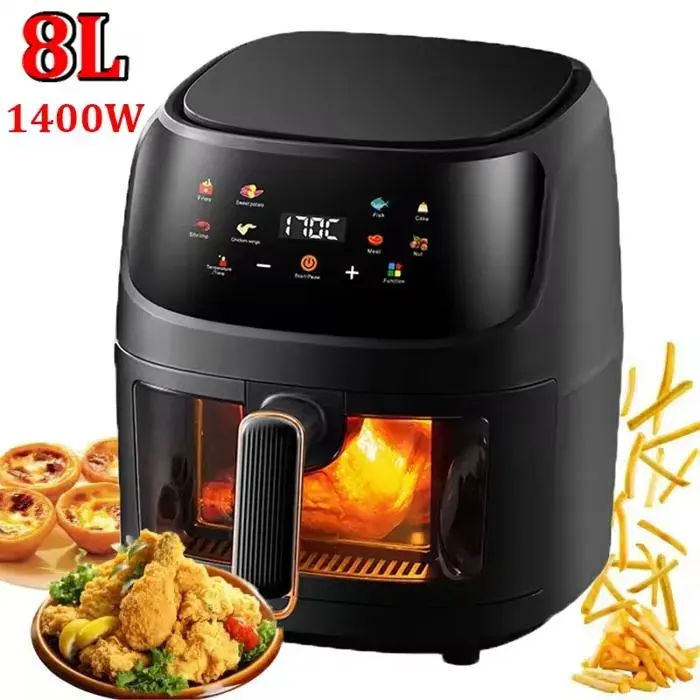 Friteuse sans huile Friteuse à air programmable avec écran tactile 8 L 2400W régulation de température visualisation 8 litres