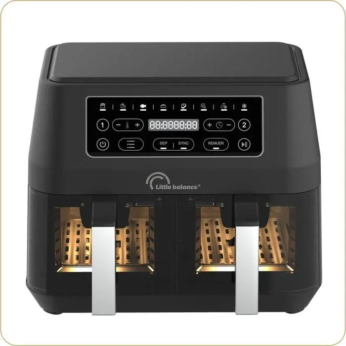 Friteuse sans huile LITTLE BALANCE - Crousty Light Duo - Double cuve 9L - Jusquà 18kg de frites - 9 programmes de cuisson - 2460W