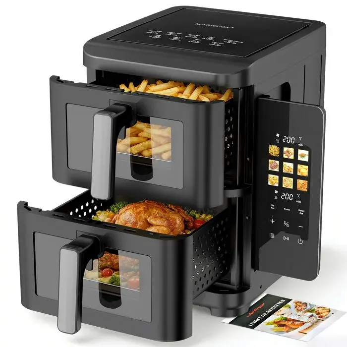 Friteuse sans Huile - MAGICFOX - 10L - 2 Tiroirs - Écran Tactile - 9 Programmes