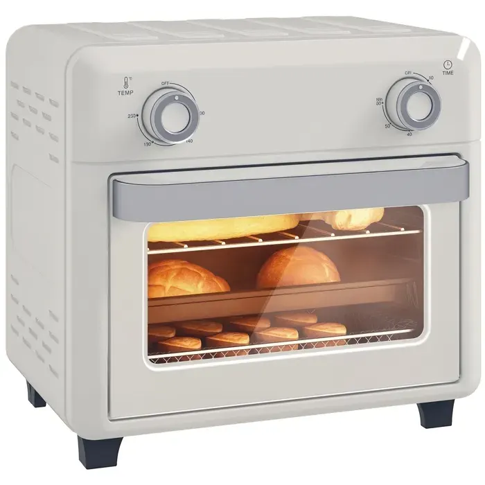 Friteuse sans huile mini four à air chaud - HOMCOM - 10L 1 000 W - température réglable 80°C-230°C minuterie - crème