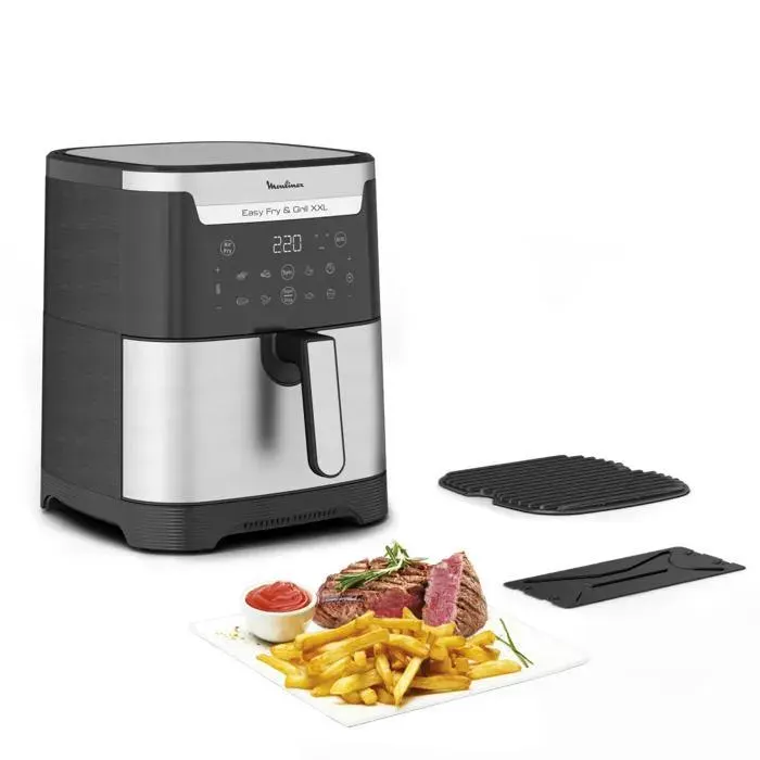 Friteuse sans huile Moulinex Friteuse a air chaud et grill Easy Fry & Grill Digital 2-en-1 XXL Inox EZ801D10 — vue 2
