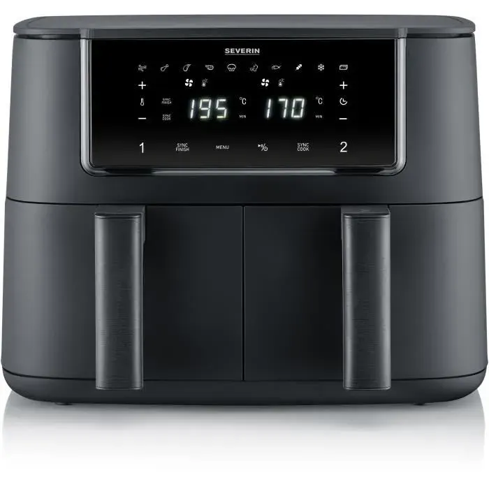 Friteuse sans huile SEVERIN - Airfryer FR2463 - Capacité 8L - Double cuve - 10 programmes - 2600W