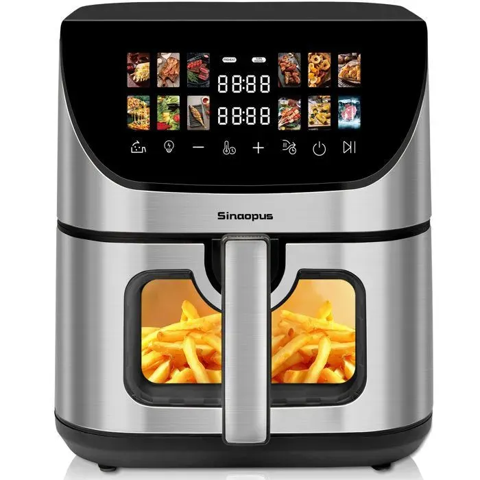Friteuse sans huile Sinaopus 8005 – Air Fryer 9L – Écran couleur – 12 programmes de cuisson – 1800W – Livre de recettes inclus