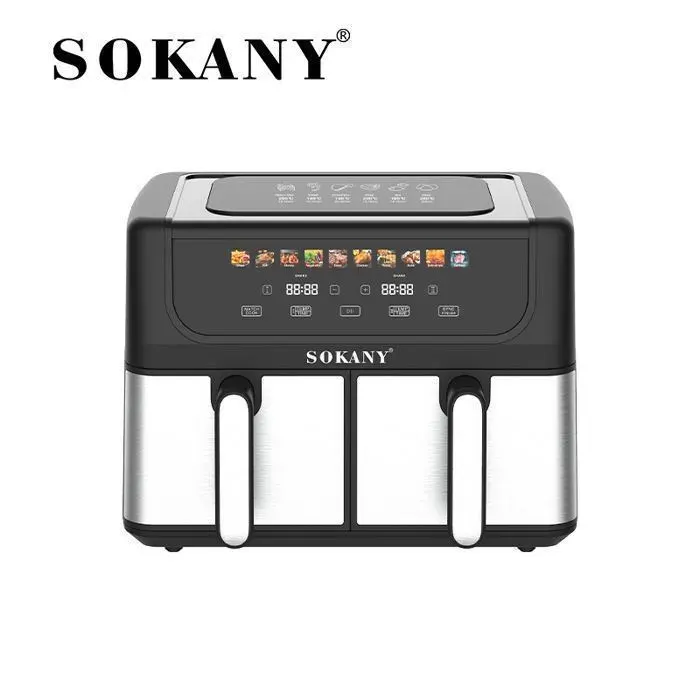 Friteuse sans huile -SOKANY10134-(5L+5L)-2800W-Double cuisson-10 programmes-Ecran Tactile intelligent-Airfryer grande capacité