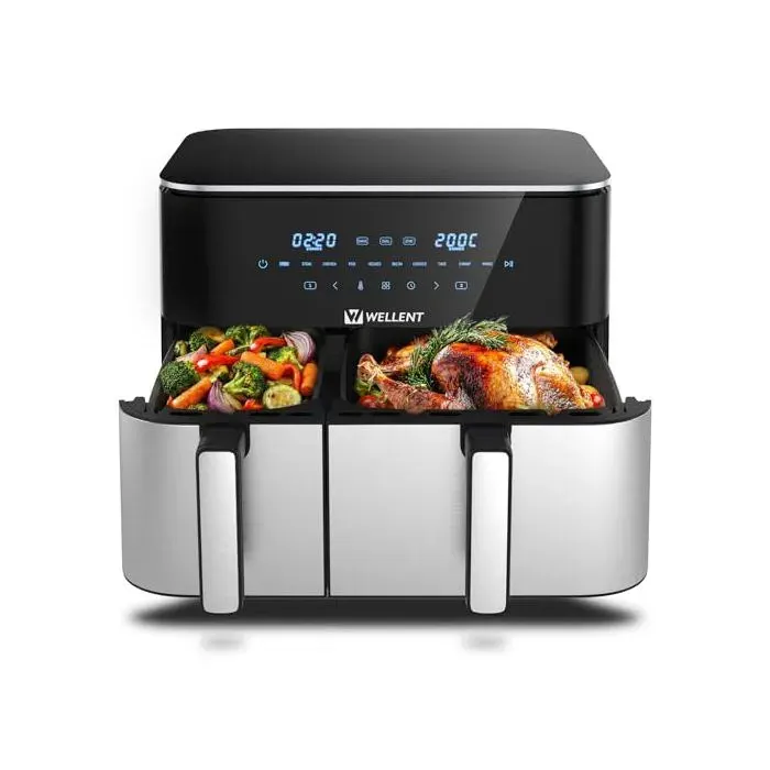 Friteuse sans huile - WELLENT - AF001 - Double zone 11 L (4L+7L) - 2600W - 10 programmes — coloris Gris
