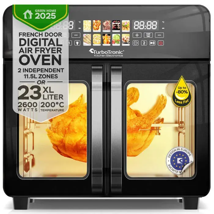 Friteuse sans huile XXL & mini four électrique - TURBOTRONIC - AFO240 - 23 L TriZone (2×115 L) - 10 programmes - 2600 W