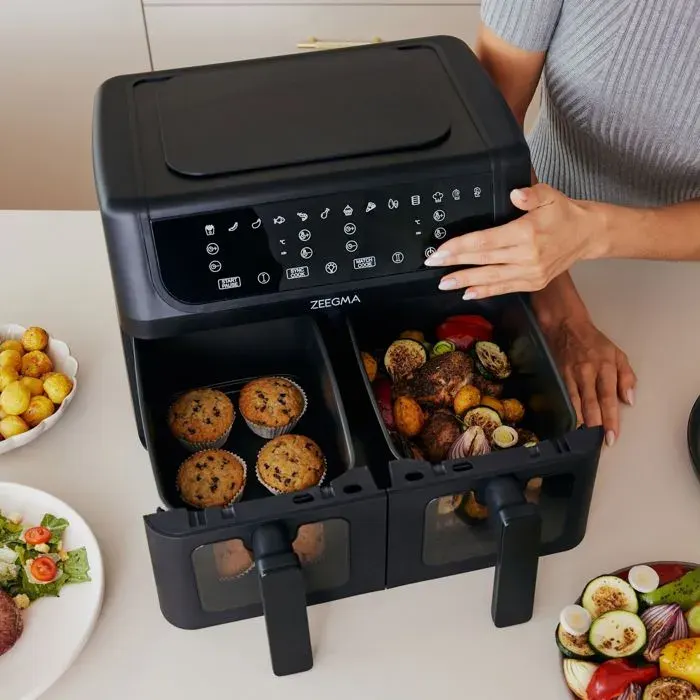 Friteuse sans huile - ZEEGMA - Knapper Dual - 2 tiroirs - 12 programmes - 45L