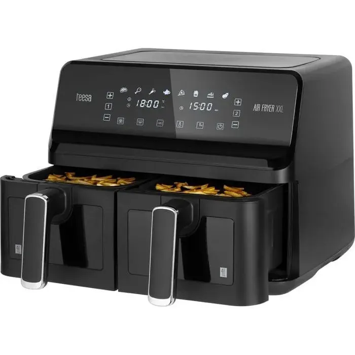 Friteuse sans matières grasses - TEESA - AIR FRYER DUAL POT XXL - 8 L - 2700 W - Température variable