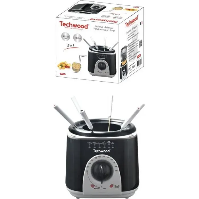 Friteuse - TECHWOOD - 2 EN 1 - 950W - 1L - Thermostat réglable 80°-190° C