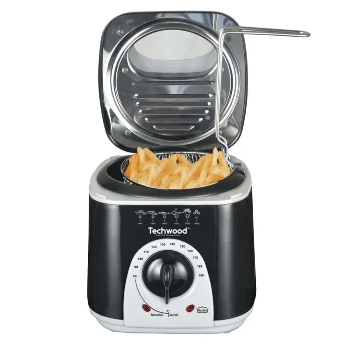 Friteuse Techwood TFF-86 1L 950W - 2 en 1 Fondue Bac à huile de capacité 1L - coloris Noir