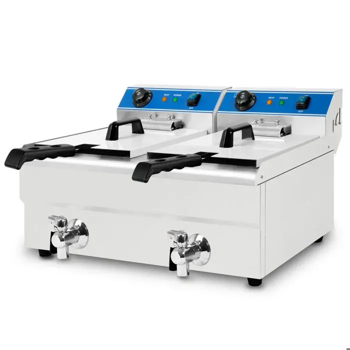 Friteuse - VERTES - Acier Inoxydable - capacité 26 L - 50-200 °C - 6000 W - 230 V - friteuse professionnelle - robinet de vidange