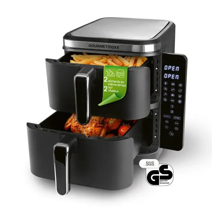 Friteuse verticale à air chaud - FryUp - 10 L - 2800 W - Double chambre (2 zones)