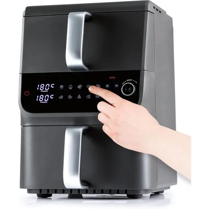 Fryup Friteuse À Air Chaud Double Chambre Multitaille 10 Litres Friteuse À Air Vertical Avec 2 Tailles De Chambre : Gaspillez Moins