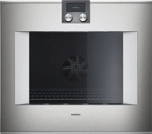 Gaggenau, Four intégrable Série 400, Inox sous verre, 76 cm, Charnière de la porte: À droite