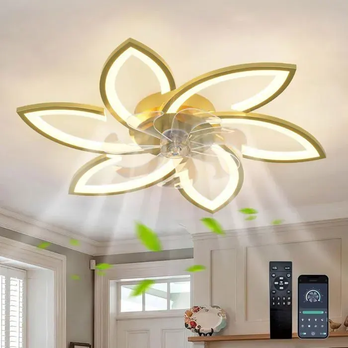 Ganeed LED Gold ventilateur de plafond Éclairage de ventilateur de plafond 78cm luminaire semi - encastré avec ventilateur lampe