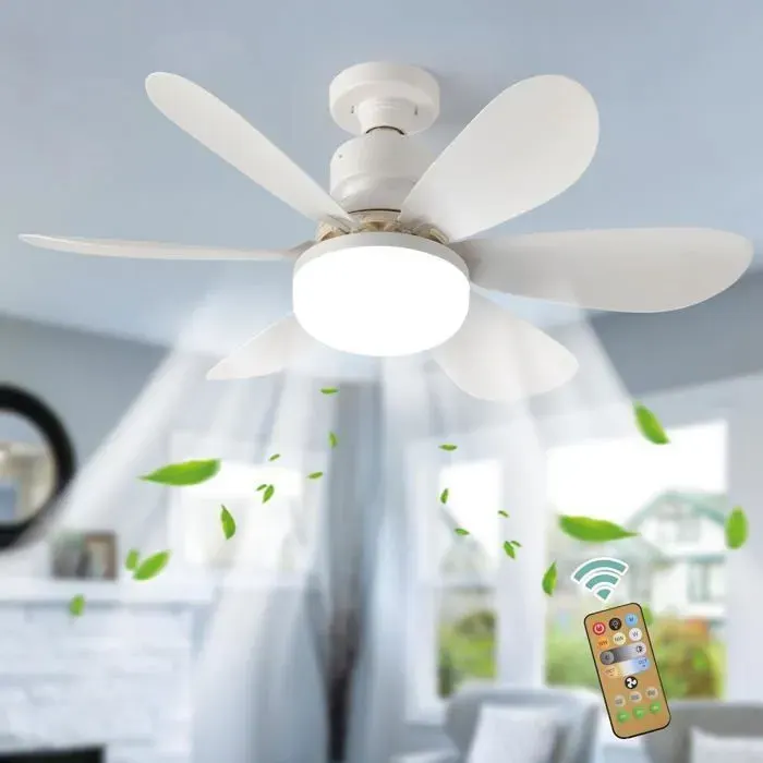 Ganeed Ventilateur de plafond avec vidage 3 vitesses de ventilation 3 couleurs ventilateur de plafond avec lampe LED