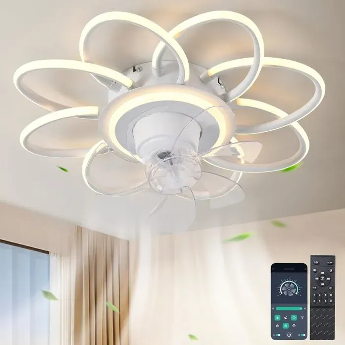 Ganeed Ventilateur de plafond mince LED dimmable moderne avec ventilateur de plafond 6 vitessesminuterie