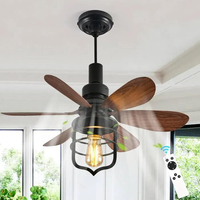 Ganeed Vis dans le ventilateur de plafond douille d’éclairage avec télécommande E27 Petits ventilateurs pour chambre