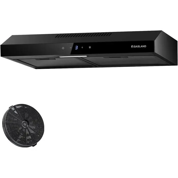 GASLAND Chef SR60BS 60 cm hotte aspirante silencieuse a air recycle 202 m3h 3 niveaux Touch Control hotte aspirante en acier noir
