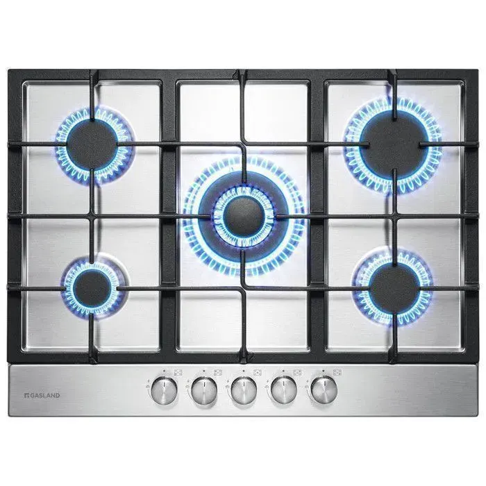 GASLAND GH2705SS1FC Plaque 5 foyers gaz inox 76 cm Acier inoxydable Encastrable Professionnelle