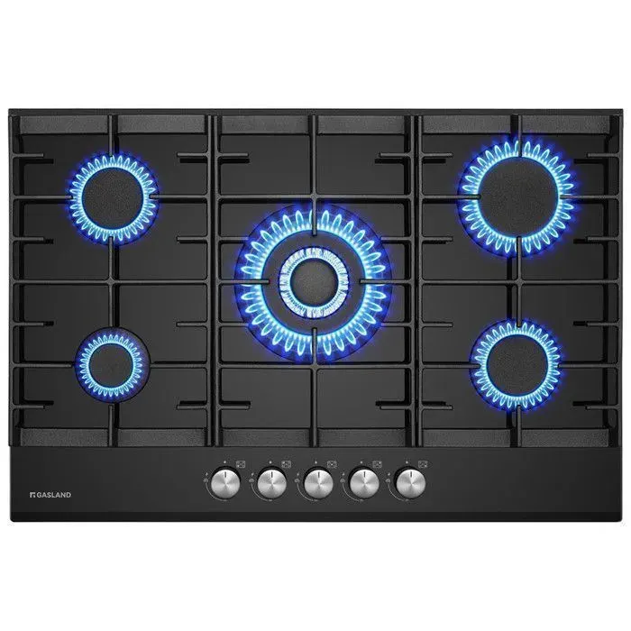 GASLAND GH2805BG1FC Plaque 5 foyers gaz verre trempé 76cm Encastrable Professionnelle