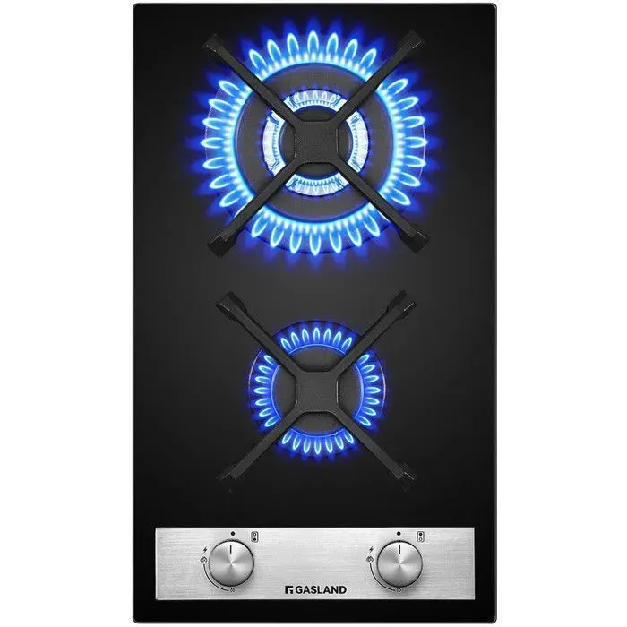 GASLAND GH30BF Plaque de Cuisson Gaz 2 Feux Plaque gaz Verre trempé GPL/gaz naturel Noir 30 cm