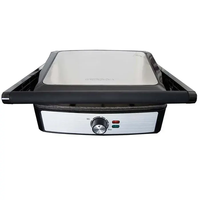 Gastronoma 18240001 - Gril Panini et Grill de Table - Boîtier Supérieur - 2200W - Noir Argent