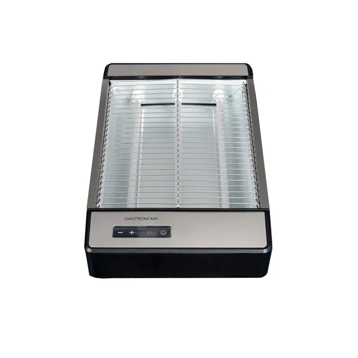 Gastronoma – Grille-pain plat 920W avec minuterie 3 tubes quartz et ramasse-miettes amovible – Acier brossé