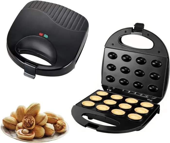 Gaufrier 12 Moitiés Gateau Forme de Noix220VRevêtement Anti-AdhésifMoule à NoixMachine à PâtisserieMoule à Gaufres pour