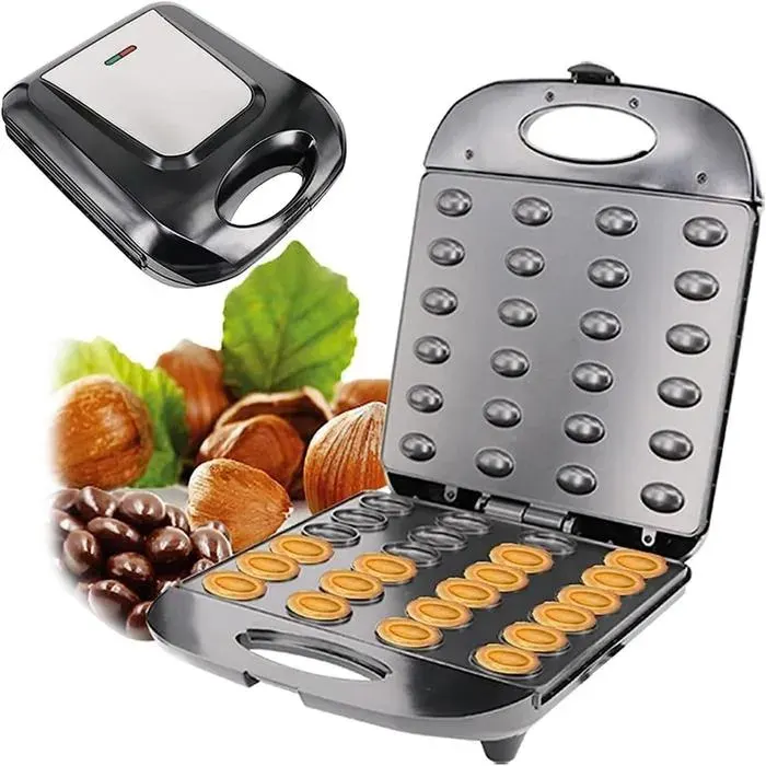Gaufrier 1400W Machine à Cuire les Noix Cuisson 24 moitiés en Même Temps Revêtement Antiadhésif Gaufrier pour Gaufres de Noix