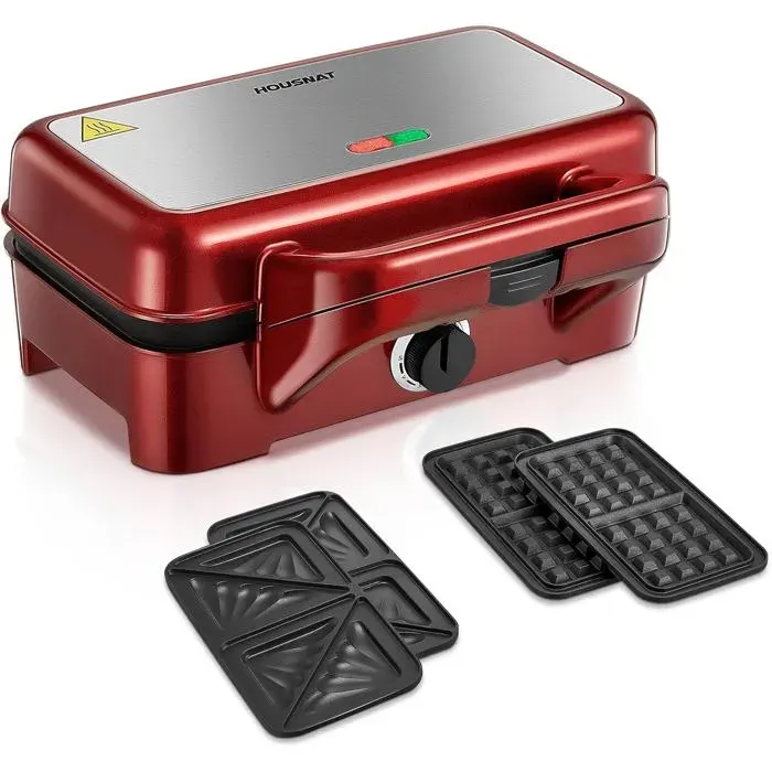 Gaufrier 3 In 1 Appareil À Croque Monsieur Avec Contrôle De Température À 5 Vitesses Pour Gaufres Belges Revêtement Antia[PE255]