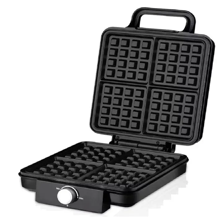 Gaufrier 4 Tranches 1500 W Double Chauffage Antiadhésif pour Gâteaux Aux Œufs Crêpes Œufs Gaufres Contrôle de la Température
