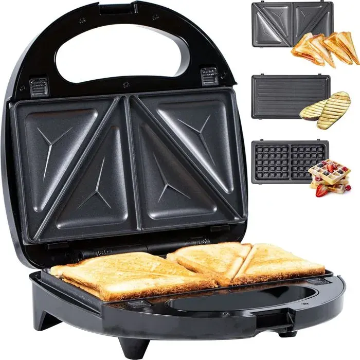 Gaufrier Appareil Croque Monsieur 3 In 1 Gauffrier Multifonctions Plaques Détachables 3 En 1 L Avec Poignée Cool Touch[PE103]