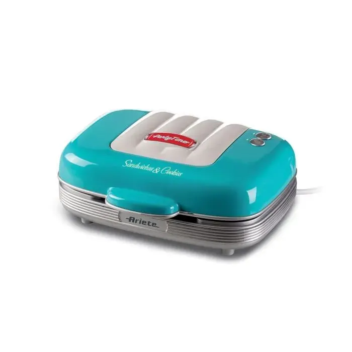 Gaufrier - ARIETE - 3 en 1 Sandwichera Cupcakes Donuts - Revêtement anti-adhésif - 700 W - Bleu — coloris Bleue