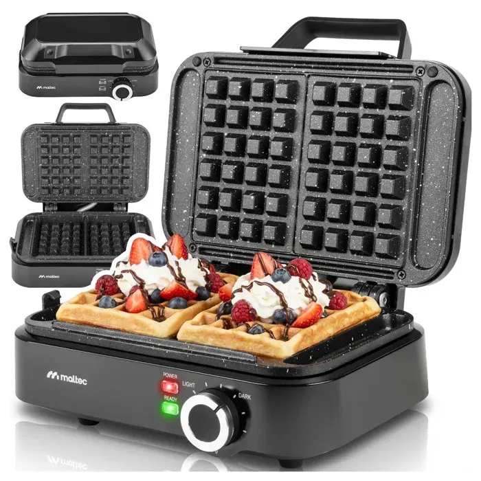 Gaufrier avec contrôle de température revêtement marbré pour 2 grandes gaufres WM2000W