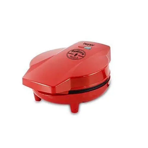 Gaufrier - BEPER - 90.602 - Gaufres coeur - Plaques antiadhésives Teflon - Poignée thermo‑isolante — coloris Rouge