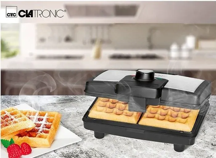 Gaufrier - Clatronic - WA 3606 - 800W - Revêtement antiadhésif - 2 gaufres