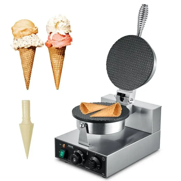 Gaufrier Commercial 1230 W Appareil À Cornet De Glace Et Rouleaux DŒufs En Acier Inoxydable Antiadhésif Avec Contrôle De[PE433]