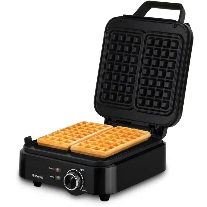 Gaufrier compact - HKOENIG - GFX420 - 1200 W - Température réglable - Noir