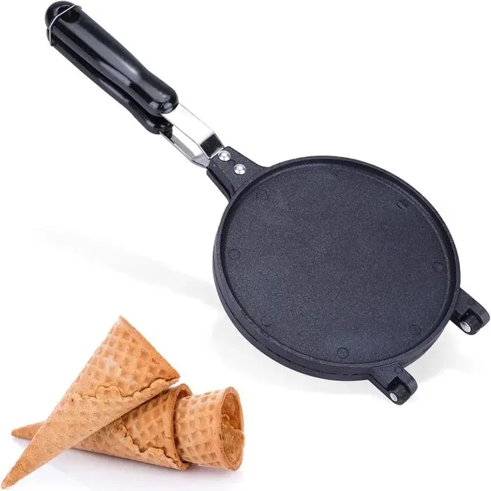 Gaufrier cornets glace 17 cm multifonction antiadhésif crêpière à gaz pour cônes/omelettes. Label