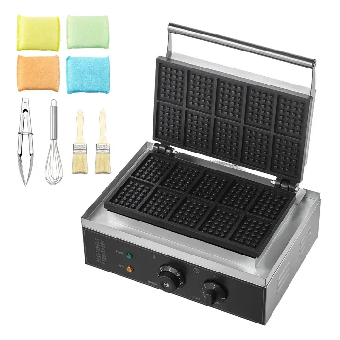 Gaufrier - DUOKU - 10 Pièces - 1550 W - Antiadhésif - Acier Inoxydable - Contrôle Température