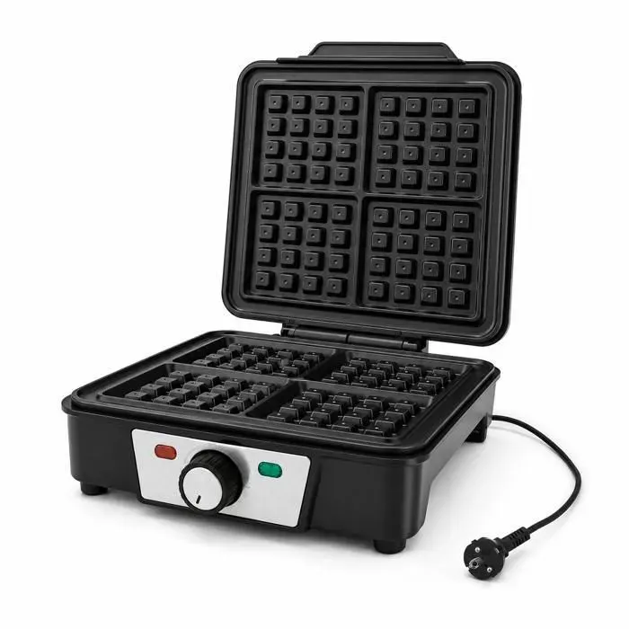 Gaufrier Électrique 1200W - 4 Tranches XL Thermostat Réglable Revêtement Antiadhésif Rebord Anti-débordement 2cm - SLS8005