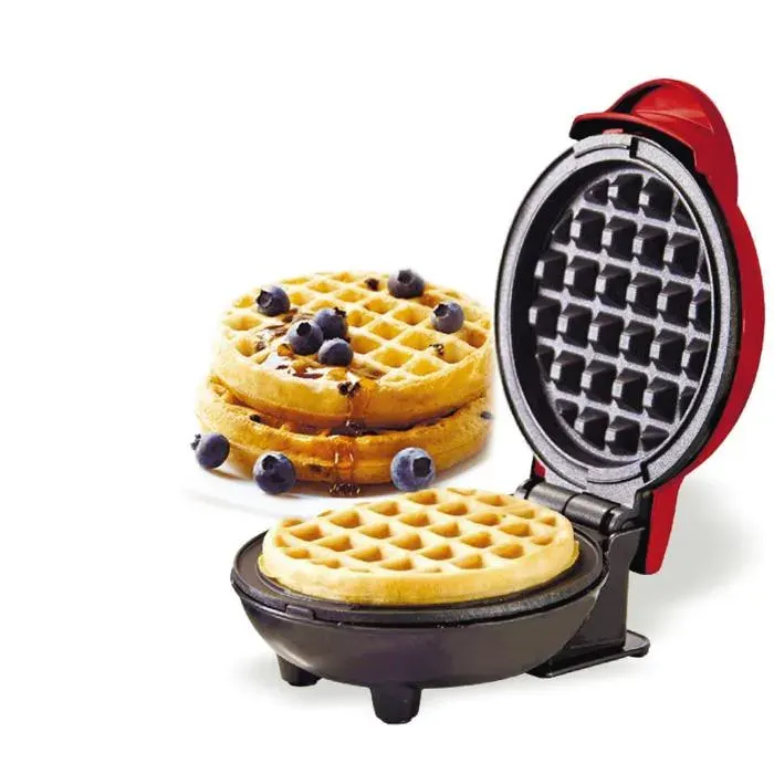 Gaufrier électrique - Virex - Mini pot à gaufres - 350 W - Revêtement antiadhésif PTFE - Voyant lumineux - Socle isolant