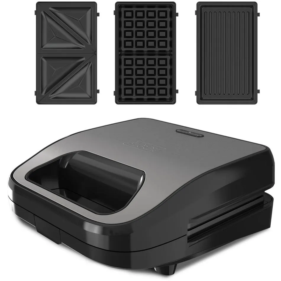 Gaufrier et croque-monsieur BLACK ET DECKER BXSA754E — coloris Gris